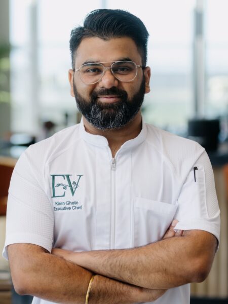 Portrait of Executive Chef Kiran Ghate at Ember & Vine restaurant in Mawson Lakes, Adelaide